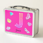 Hot roze letter j monogram meisje terug naar schoo (Achterkant)