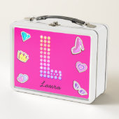 Hot roze letter l monogram meisje terug naar schoo (Voorkant)