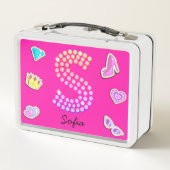 Hot roze letter s monogram meisje terug naar schoo (Achterkant)