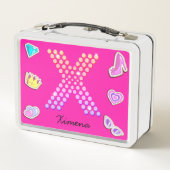 Hot roze letter x monogram meisje terug naar schoo (Achterkant)