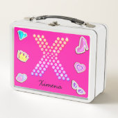 Hot roze letter x monogram meisje terug naar schoo (Voorkant)