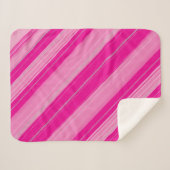 Hot Roze Licht Roze & Zilver Candy Cane Stripe Sherpa Deken (Voorkant (horizontaal))