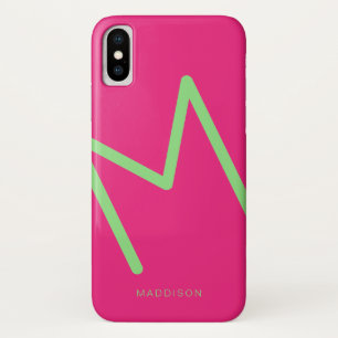 Hot-roze, lichtgroen, eenvoudig Abstract Initiaal Case-Mate iPhone Case