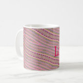 Hot-roze liefde en  hartenpatroon koffiemok (Voorkant links)