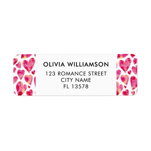 Hot-roze liefdeshart etiket (Voorkant)