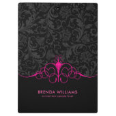 Hot-roze lijst & zwart demasingspatroon klembord (Achterkant)