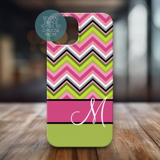 Hot-roze Limoen Chevron Patroon Aangepast monogram Case-Mate iPhone Case