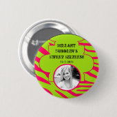 Hot-Roze Limoen Zebra Print Animal Foto Button (Voorkant /achterkant)
