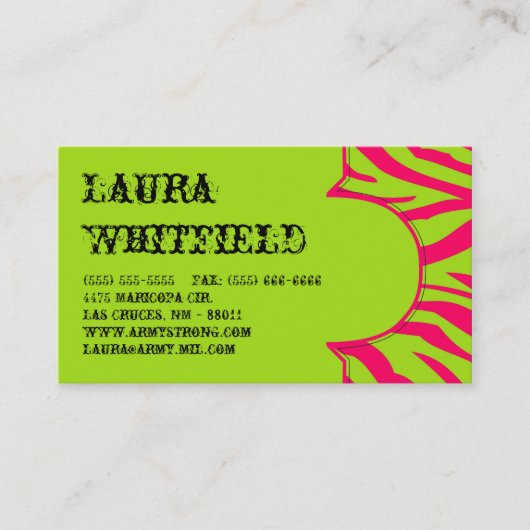 Hot-roze Limoen Zebra Print Animal Visitekaartje (Voorkant)