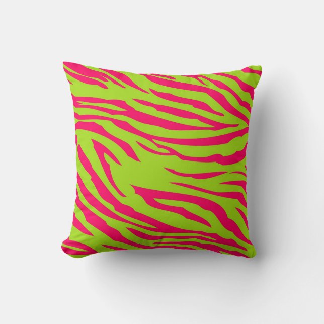 Hot Roze Limoen Zebra Print Couch Sierkussen (Voorkant)