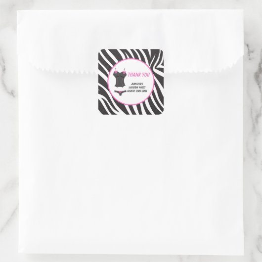 Hot roze lingerie feest dank u vierkante sticker (Tas)