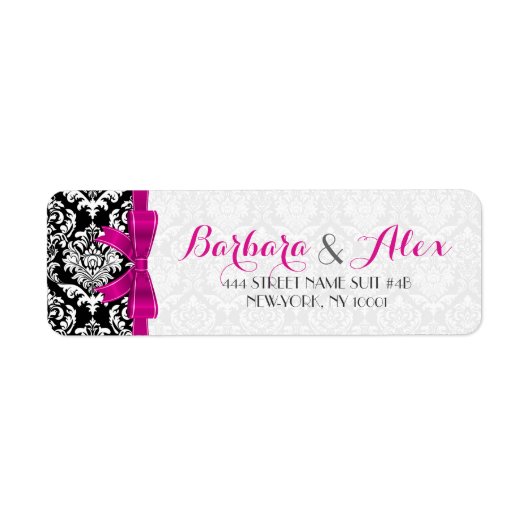 Hot-roze lint zwart-witmaskers 2 etiket (Voorkant)