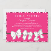 Hot-roze linten en Bows Bridal Shower Invitation Kaart (Voorkant)