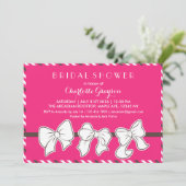Hot-roze linten en Bows Bridal Shower Invitation Kaart (Staand voorkant)