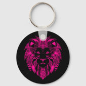 Hot-roze Lion Head Sleutelhanger (Voorkant)