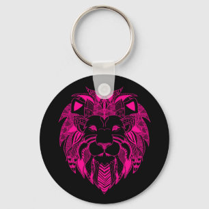 Hot-roze Lion Head Sleutelhanger