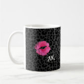 Hot-roze lipgloss - zwarte luipaard met monogram koffiemok (Links)