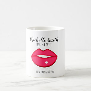 Hot-Roze lippen design Make-up kunstenaar Koffiemok