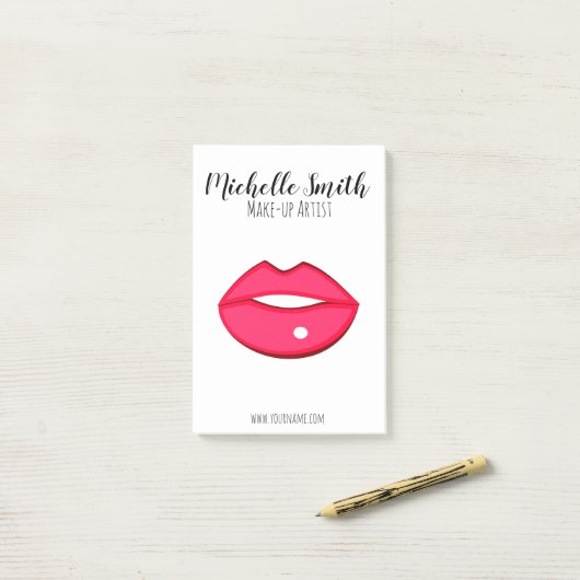 Hot-Roze lippen design Make-up kunstenaar Post-it® Notes (Op bureau)
