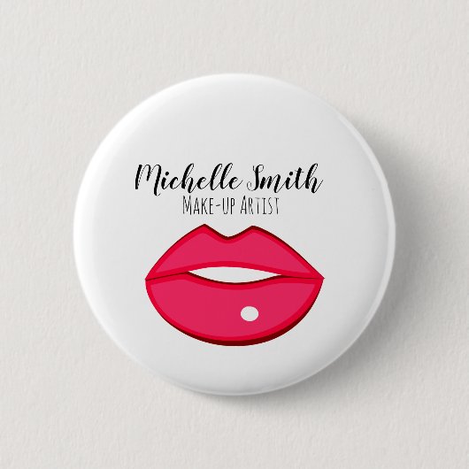 Hot-Roze lippen design Make-up kunstenaar Ronde Button 5,7 Cm (Voorkant)