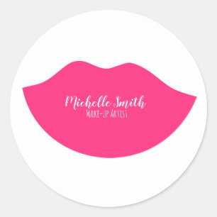 Hot-Roze lippen design Make-up kunstenaar Ronde Sticker