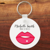 Hot-Roze lippen design Make-up kunstenaar Sleutelhanger (Voorkant)