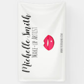 Hot-Roze lippen design Make-up kunstenaar Spandoek (Verticaal)
