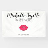 Hot-Roze lippen design Make-up kunstenaar Spandoek (Horizontaal)