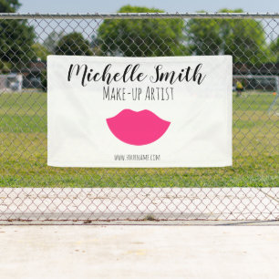 Hot-Roze lippen design Make-up kunstenaar Spandoek