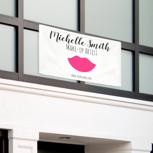 Hot-Roze lippen design Make-up kunstenaar Spandoek (Buitenkant Gebouw)