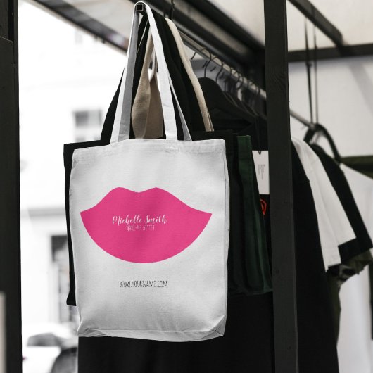 Hot-Roze lippen design Make-up kunstenaar Tote Bag