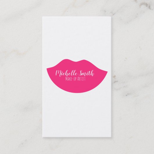Hot-Roze lippen design Make-up kunstenaar Visitekaartje (Voorkant)