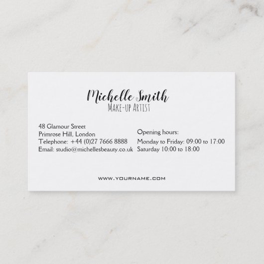 Hot-Roze lippen design Make-up kunstenaar Visitekaartje (Achterkant)