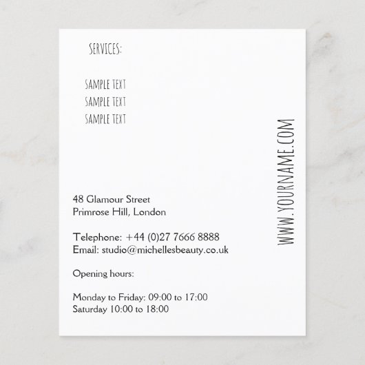 Hot Roze lippen ontwerp Visagist Flyer (Achterkant)