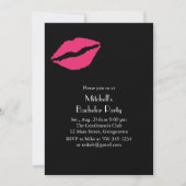 Hot-roze Lips Bachelor Party-uitnodiging (zwart) Kaart (Voorkant)
