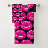 Hot-roze Lips Glamoureus Patroon Bad Handdoek (Insitu)