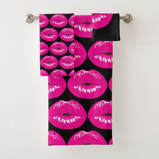 Hot-roze Lips Glamoureus Patroon Bad Handdoek (Insitu)