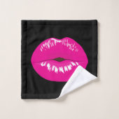 Hot-roze Lips Glamoureus Patroon Bad Handdoek (Wasdoekje)