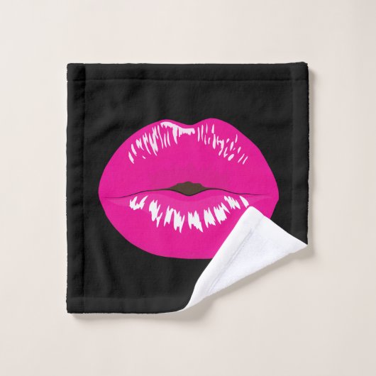 Hot-roze Lips Glamoureus Patroon Bad Handdoek (Wasdoekje)
