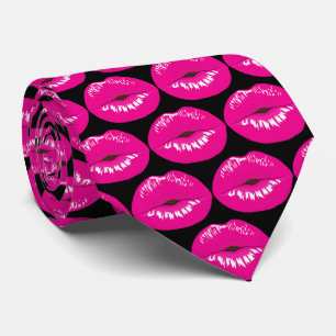 Hot-roze Lips Glamoureus Patroon Stropdas