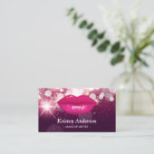 Hot-roze lips Glitters Beauty Salon Makeup Artist Visitekaartje (Staand voorkant)