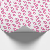 Hot-roze lips Kiss-patroon Cadeaupapier (Hoek)
