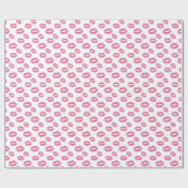 Hot-roze lips Kiss-patroon Cadeaupapier (Vlak)