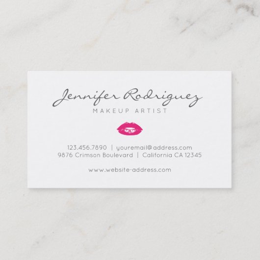 Hot-roze lips Lipstick Makeup Artiest Cosmetic Visitekaartje (Achterkant)
