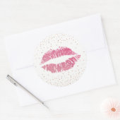 Hot-roze Lips Moderne Roos Gold Confetti Ronde Sticker (Envelop)