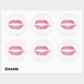 Hot-roze Lips Moderne Roos Gold Confetti Ronde Sticker (Vel)