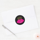 Hot-roze Lips Royal Gold Crown Modern Black Ronde Sticker (Envelop)