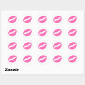 Hot-roze lipstick afdrukken ronde sticker (Vel)