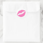 Hot-roze lipstick afdrukken ronde sticker (Tas)