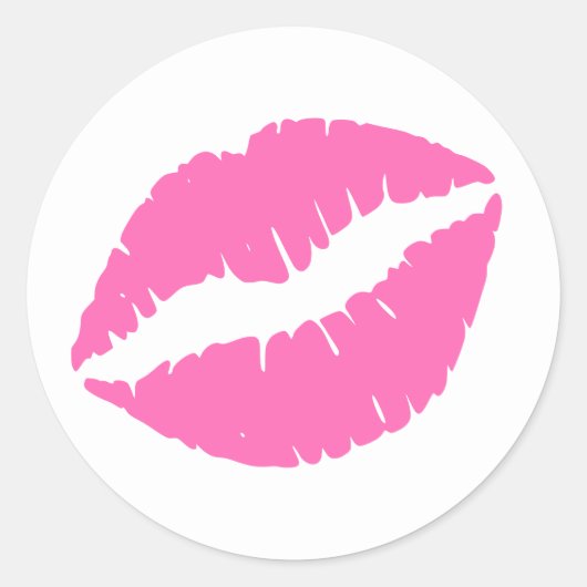 Hot-roze lipstick afdrukken ronde sticker (Voorkant)